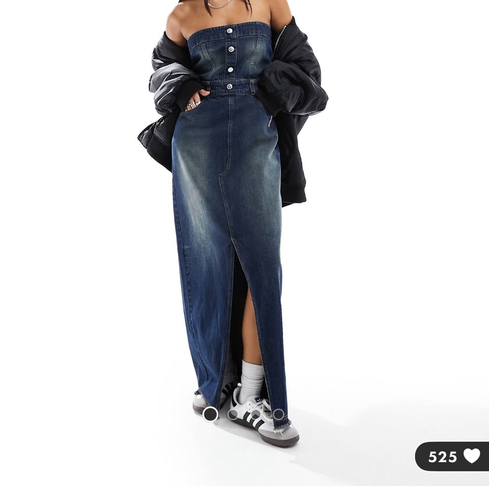 Miss Selfridge Denim Strapless Maxi Dress
